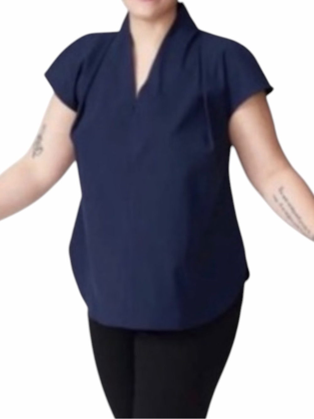 Universal Standard Cambria Pleated Shoulder Top Navy Blue Size 2X - Picture 4 of 12